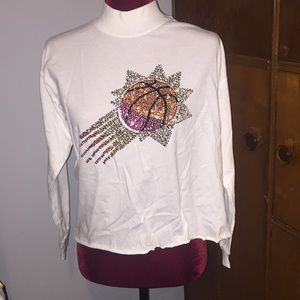 West island small white shirt basketball glittery